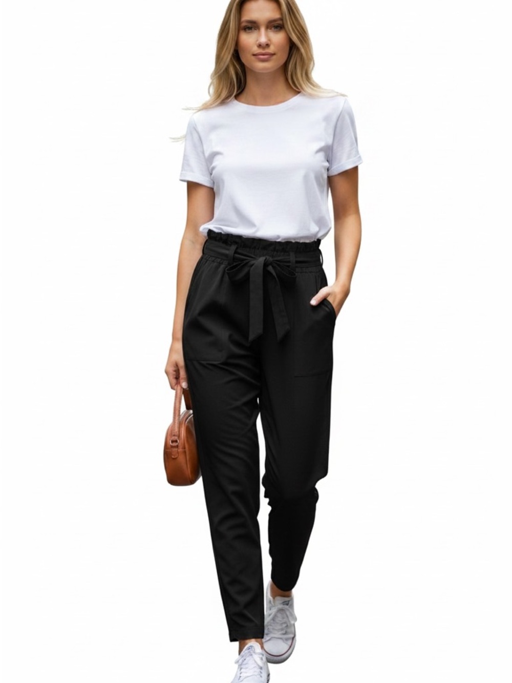 ATHLETA Skyline Featherweight Paper Bag Ankle Pants. Black Size 2 EUC